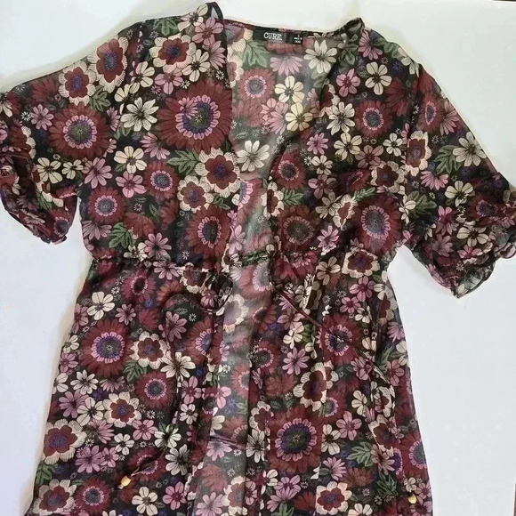70s sheer boho floral cover up house coat nightgown robe by Cure size La… - Picture 2 of 8